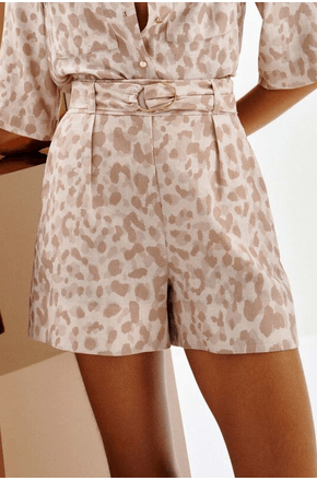Shorts Estampado Alfaiataria com Cinto Lez a Lez